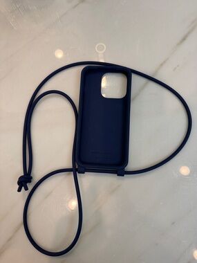 Bottega Veneta Deep Blue Silicone Crossbody Phone Case with Strap